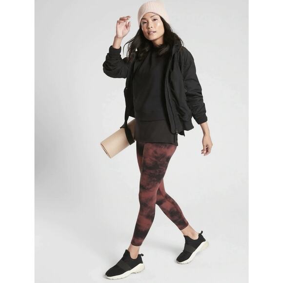 Athleta Elation Ice Dye 7/8 Tight Powervita Maroon Red Black Women’s Size Small - Picture 2 of 15